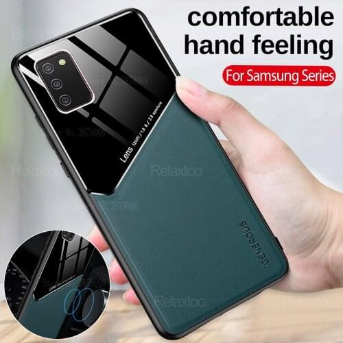 Car Magnetic Holder Leather Texure Phone Cover For samsung a02S galaxy A12 A42 A32 A52 A72 5G A02S samsun Case Protective Coque