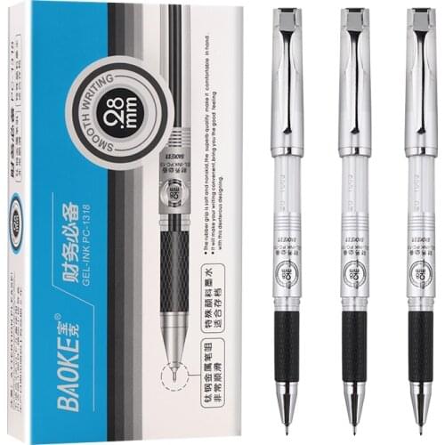 Baoke Gel Pen PC 1318 Financial Special Gel Pen 12 Boxed Ultra-fine Accounting Pen 0.28mm Half Needle Quick-drying