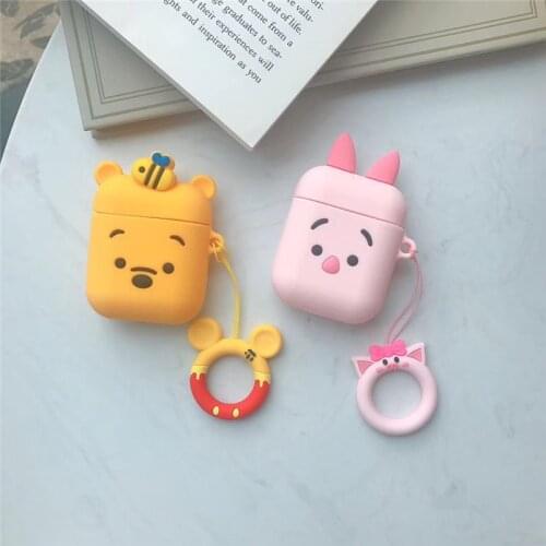 Disney Winnie the Pooh For AirPods 1/2 Pro Earphone Cases Cartoon Cover Soft Silicone Air Pods Anime Keychain Bluetooth Wireless