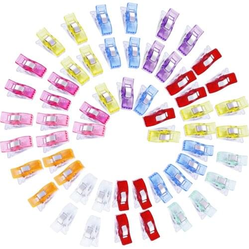Nonvor Colorful Sewing Clips Craft Quilt Binding Plastic Clips Clamps Pack Quilt Knitting Clamps Sewing Tools Supplies