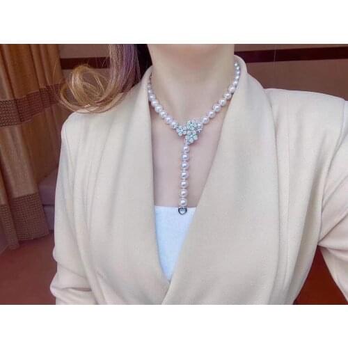 D603 Pearls Necklaces Fine Jewelry Natural Fresh Water 9-10mm Pearls Necklaces for Women Fine Pearls Necklaces