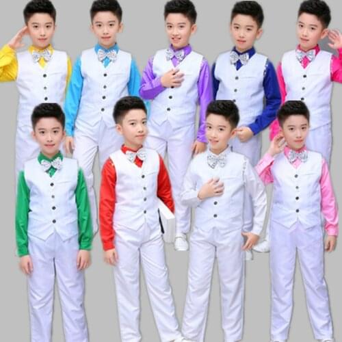 Childrens Jazz Dance Latin Dance Piano Performance Dress Boy Show Host Boy Suit Vest Set