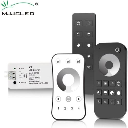 MJJC Dimmer LED 12V 24V DC PWM 2.4G LED Touch RF Wireless Remote 5V 36V Smart Wifi Dimer Controller for Single Color Light Strip