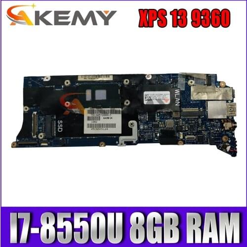 For Dell XPS 13 9360 Laptop Motherboard CN-0K2TKF 0K2TKF CAZ70 LA-F051P Mainboard With SR3LC I7-8550U 8Gb RAM 100% Fully Tested