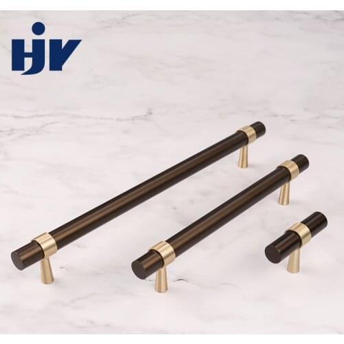 HJY Luxury Cabinet Pulls Handles Cupboard Wardrobe T Bar Pull Roomdoor Brass Furniture Handle Drawer Cabinet Knobs Hardware A149