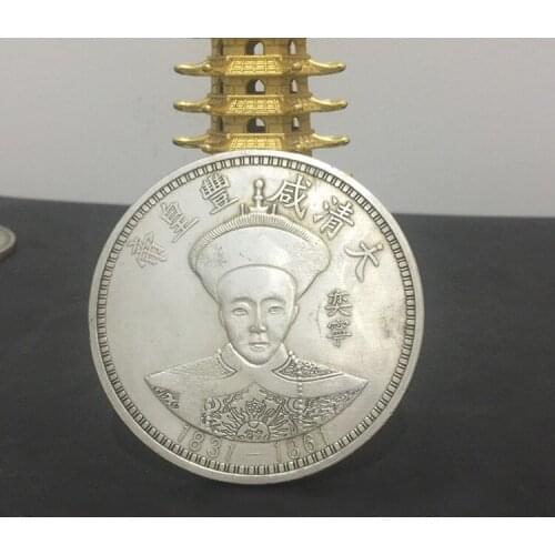 The Qing Dynasty Emperor of XiangFeng Commemorative Coin Silver Plated dollar coin for home decoration and gifts