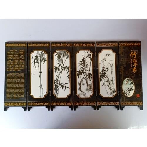 China Collect Exquisite Lacquer PaIntIng Safe And Sound Happiness Bamboo Folding Small Folding Screens Handicraft Decoration