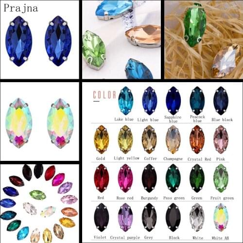 Colorful Horse Eye Glass Rhinestones Sew On Rhinestones For Needlework Stones And Crystals Sewn On Dress Wedding Decoration