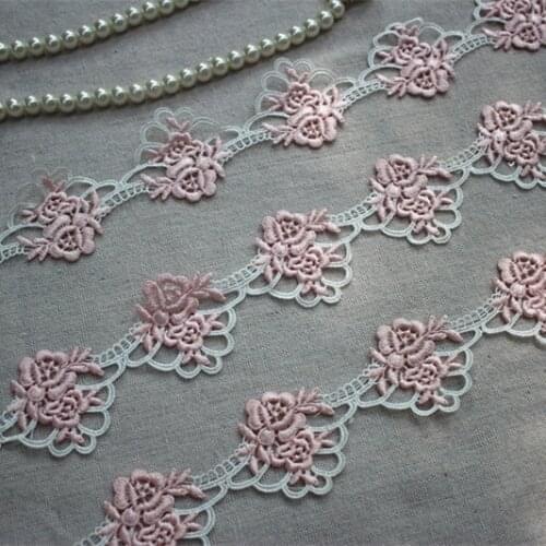 4.5cm 1.77inch Wide -7Yards/lot DIY Craft Accessories Pink Lace Trim for Garment Decoration,Venice Lace Trim