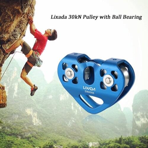Lixada 30kN Cable Trolley Pulley with Ball Bearing Rock Climbing Caving Aloft Work Rescue survival tool Climbing Accessories