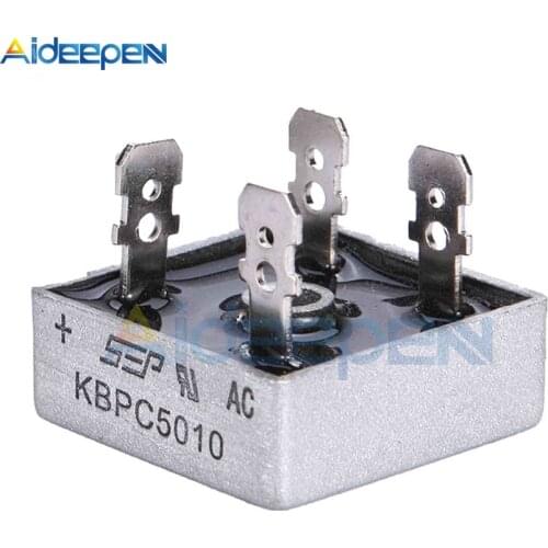 1PCS KBPC5010 50A 1000V Bridge Rectifier Metal Case for Maximum Heat Dissipation 2.8cm Square Diode Bridge