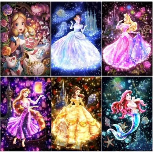 Cartoon Princess 5D Diy Diamond Painting Mosaic Diamond Embroidery Cross Stitch Square Round Kit Home Decoration Gift Pendant