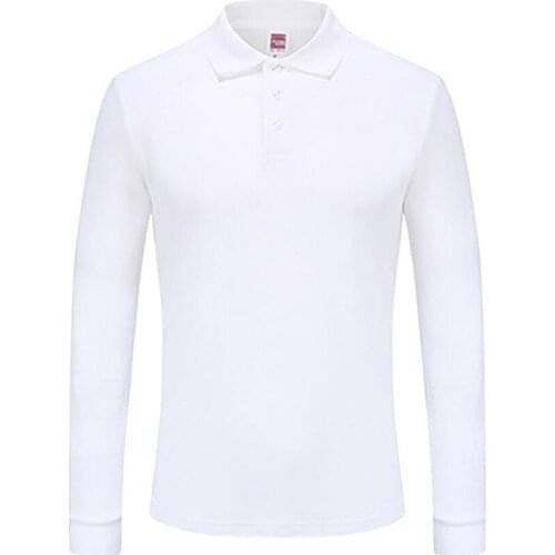Футболка мужская Men Polo Shirts Cotton Plain Long Sleeves Size S-3XL Hombre Casual Tees Fall Spring Cloth