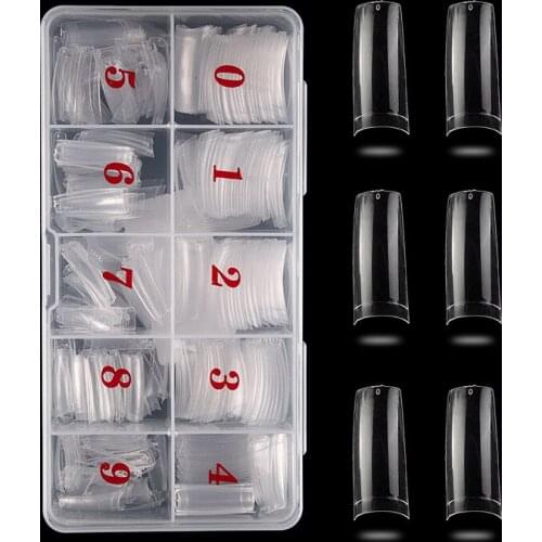 500pcs Half Cover Fake Nails Medium Length Square False Nail Extension Tips Salon Manicure Supply