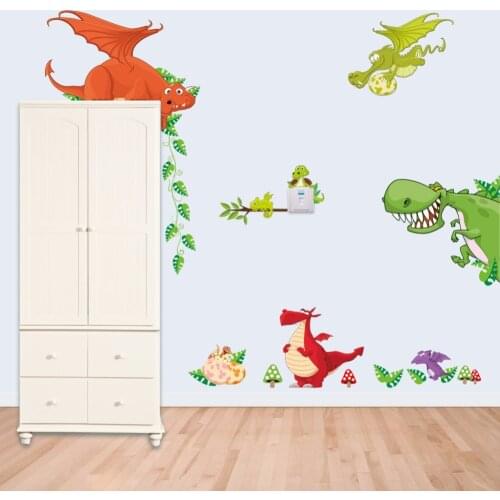 Dinosaur Wall Stickers Wallpaper Cute Animal For Kids Boy Childrens Room Bedroom Accessories Home Decor Adhesive