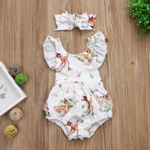 2019 Newest Fashion Newborn Toddler Infant Baby Girls Deer Romper Bodysuit Jumpsuit Clothes Outfits