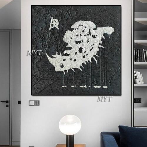 New Abstract Black And White Design Heavy Thick Acrylic Canvas Art 100% Hand Painted No Frame Oil Painting Wall Decor Art