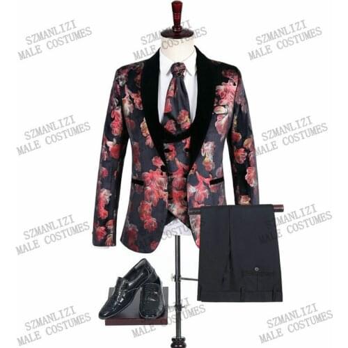 New Italian Wedding Men Suit Design 2020 Velvet Jacquard Smoking Jacket Dress Slim Fit 3 Pieces Mens Tuxedo Groom Suits For Men