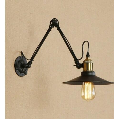 New Vintage industrial style loft creative minimalist long arm wall lamp adjustable Handle Metal Rustic Light Sconce Fixtures