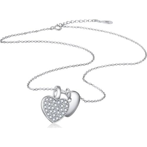 Wholesale 100% 925 sterling silver Heart Charm necklace Personality double heart pendant Chocker fashion jewelry Christmas gifts