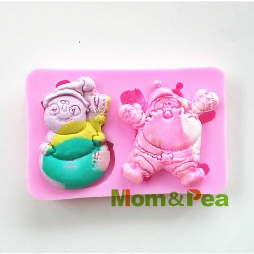 Mom&Pea 0455 Free Shipping Santa Claus & Snowman Shaped Silicone Mold Cake Decoration Fondant Cake 3D Mold