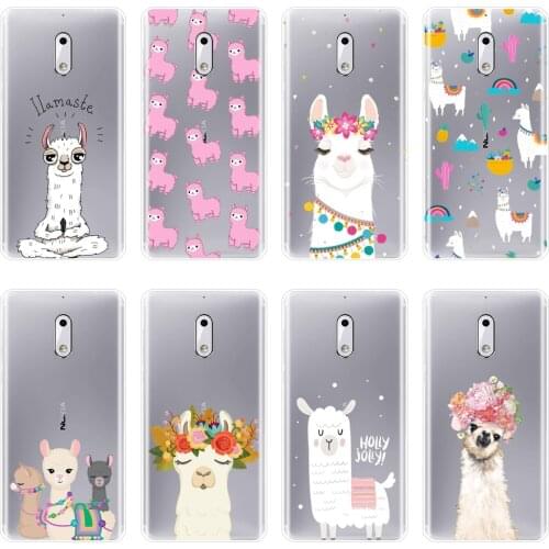 TPU Silicone Phone Case For Nokia 1 2 3 5 6 8 Kawaii Cute Alpaca Funny Animal Cartoon Pretty Soft Back Cover For Nokia 7 Plus X6