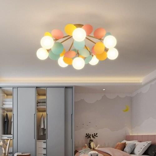 Creative LED Decor Ceiling Lamp Multicolor Art Tree Soft Light Glass E27 Cute Children Princess Bedroom Living rRoom Restaurant
