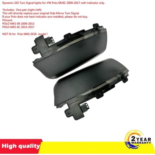 For Volkswagen VW Polo MK5 6R 6C 2009 - 2016 2017 LED Dynamic Turn Signal Light Flasher Flowing Water Blinker Flashing Light