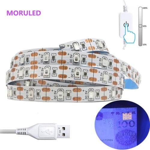 5V UV Ultraviolet 395-405nm led strip black light 2835 SMD 60led/m USB/Battery Powered IP30 tape lamp for DJ Fluorescence party