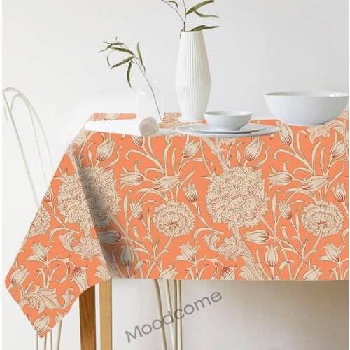 UK William Morris Flower Pattern Orange Blue Purple Color Royal Luxury Pattern Wall Tapestry Table Cloth Cotton Linen Tablecloth