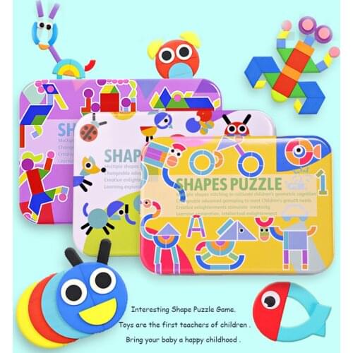 Vokmascot Shape 3D Puzzle Board Children Wooden Toys Kids Cognitive Color Learning Toy Interactive Game Baby Educational Toy