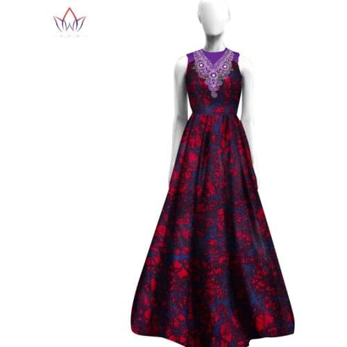 High Quality 2020 African Dresses for Women Dashiki Embroidery Flowers African Clothes Plus Size Elegant Dress BRW WY2419