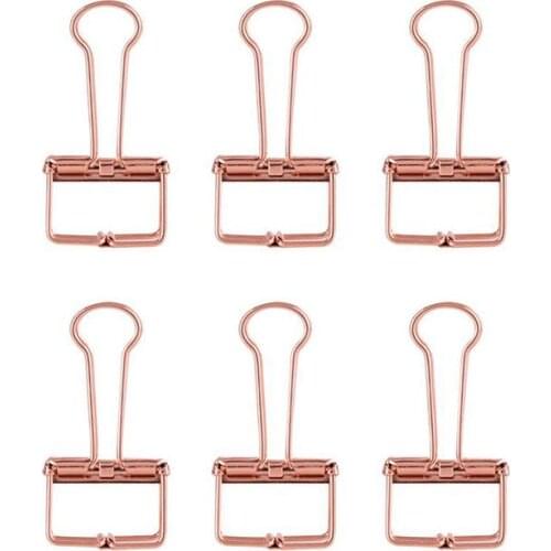 Rose gold hollowed out design binder clip for office school paper organizer stationery supply decorative metal clips