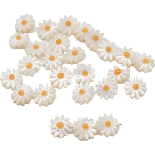 5pcs Pearl Butterfly Shell Yellow Heart Flower Small Daisy Shell Beads DIY Fashion Hair Accessories Earrings Necklace Bracelet
