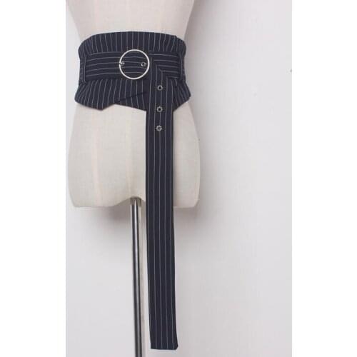 Womens runway fashion vintage striped faric Cummerbunds female Dress Corsets Waistband Belts decoration wide belt R1459