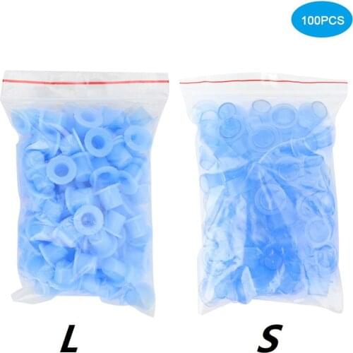 100Pcs/Bag Size Plastic Tattoo Silicone Color Ink Cup Permanent Makeup Paint Container Disposable Hat Holder Tattoos Accessories