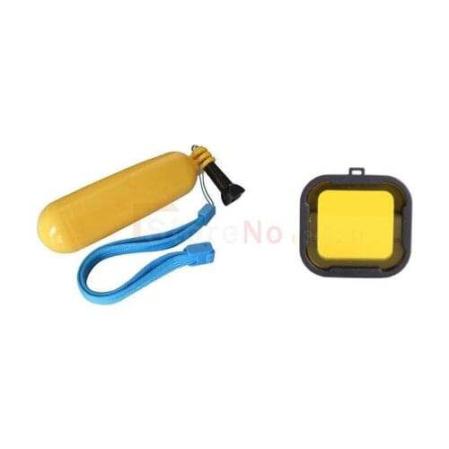 2 in1 GoPro Hero4 3+ Yellow Diving Housing Filters + Camera Mount Handheld Grip Float Stick Monopod SJ4000 + Exempt postage
