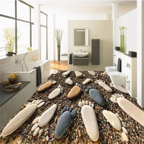 Wellyu 3D cubes small feet pebbles bathroom floor painting custom large fresco pvc waterproof thick wearable papel de parede