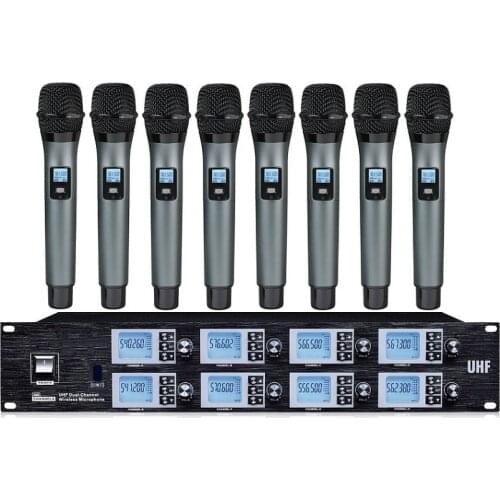 Karaoke Wireless Vocal Microphone uhf Professional Dual Cordless Microphone For Church 8 Channels Mic