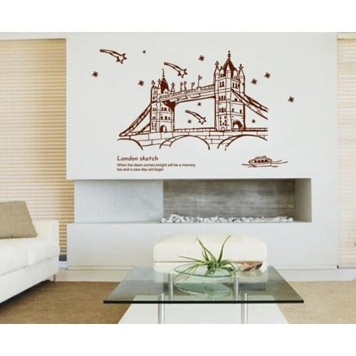 Britain Style London Sketch Bridge Wall Sticker DIY Art Decals Poster Scenery Poster Home Decor Wedding Decoration