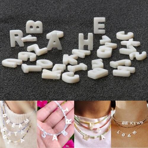 Natural Letter Mother Of Pearl Shell Beads Capital Alphabet Seashell Beads for Jewelry Making DIY Bracelet Necklace Accessories