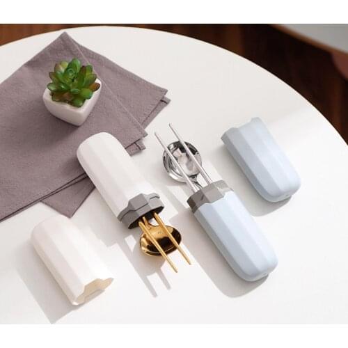 Stainless Steel Outdoor Tableware Storage Case with Spoon Chopsticks Travel Set
