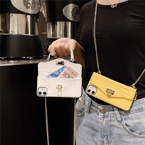 Crossbody Wallet Handbag phone case For iPhone 12 11 Pro max XS MAX XR 8 7 Plus SE Card Slot Purse cove rwith Long strap Chain