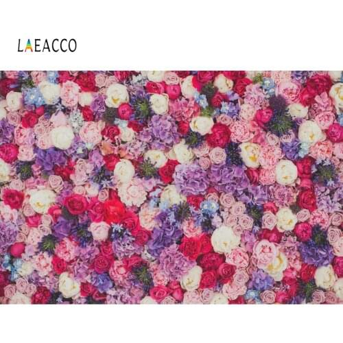 Laeacco Blossom Rose Flowers Wall Wedding Birthday Customize Photographic Backgrounds For Photography Backdrops For Photo Studio