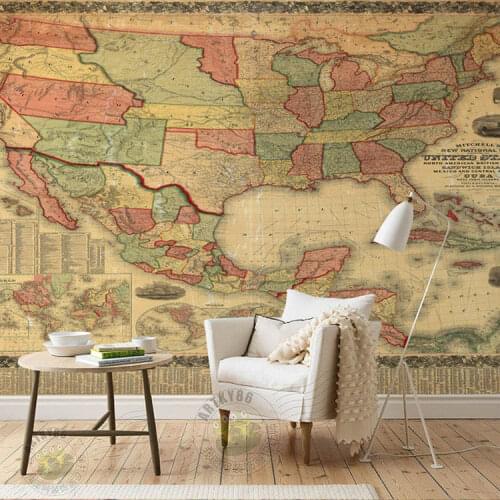 Photo wallpaper hotel background world map wallpaper American retro environmental non-woven restaurant large wallpaper murals