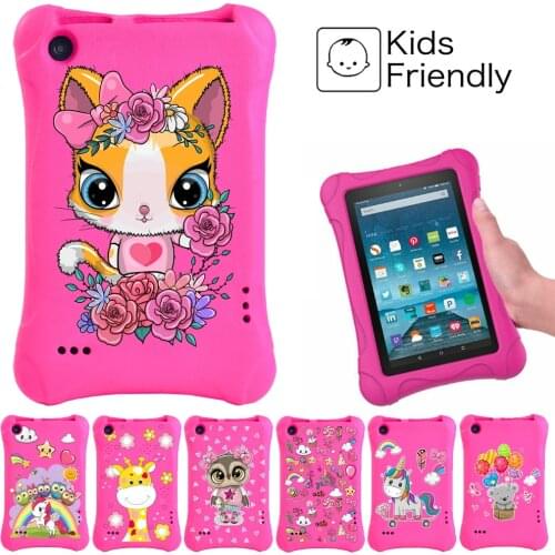 Or Amazon Fire 7 (5th/7th/9th Gen) Kids Case Kawaii Pattern Thick Foam EVA Non-toxic Non-slip Tablet Cover for Amazon Fire 7