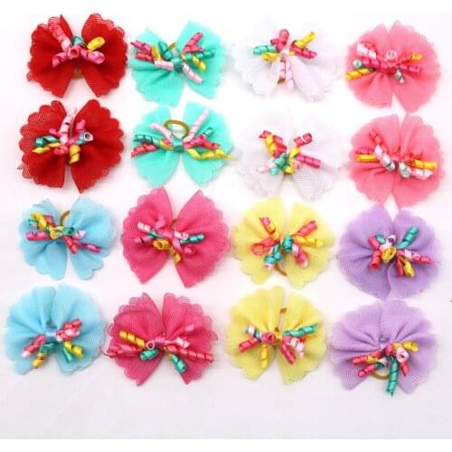 KA0007 New Various Style Pet Dog Bows Pet Hair Bows Rubber Bands with Diamond Dog Bow Grooming Supplies Wholesale