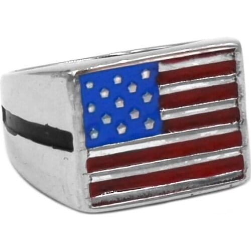 Classic American Flag Biker Ring Stainless Steel Jewelry Vintage USA Flag Motor Biker Ring For Mens Boys Wholesale SWR0789