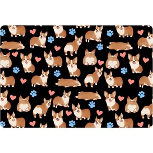 Front Door Mats Indoor Door Mat Entrance 40x60cm Cute Corgi Dog Print Anti-Slip Hallway Floor Mat Durable Outdoor Doormat Carpet