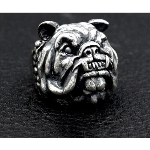 Vintage Bulldog Rings For Men Exaggeration Stainless Steel Animal Biker Ring Male Heavy Metal Goth Punk Jewelry Wholesale
